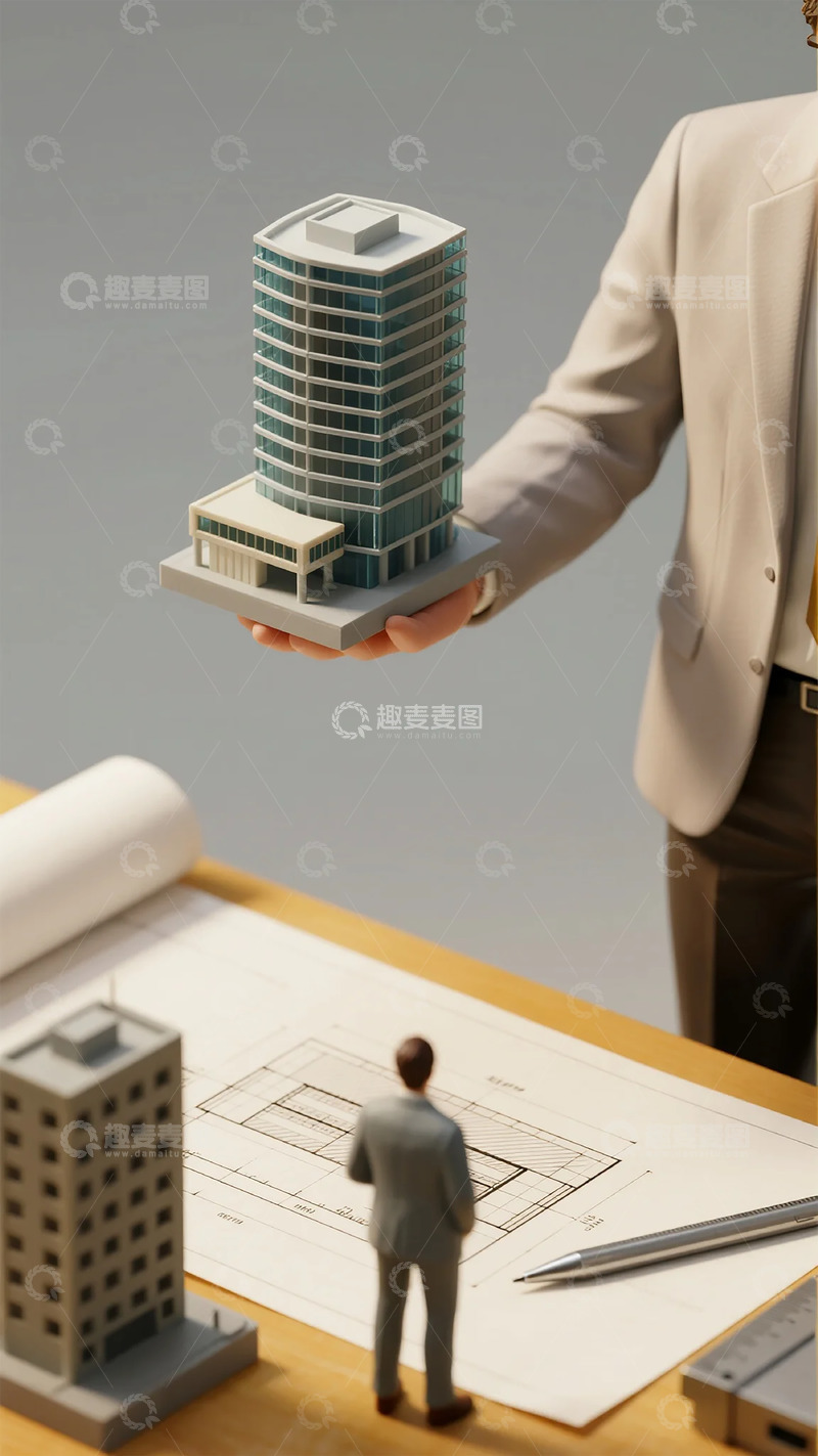 高清大图下载【趣麦麦图】-微缩建筑模型设计场景