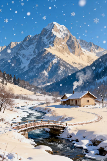 北国雪景高山小屋3