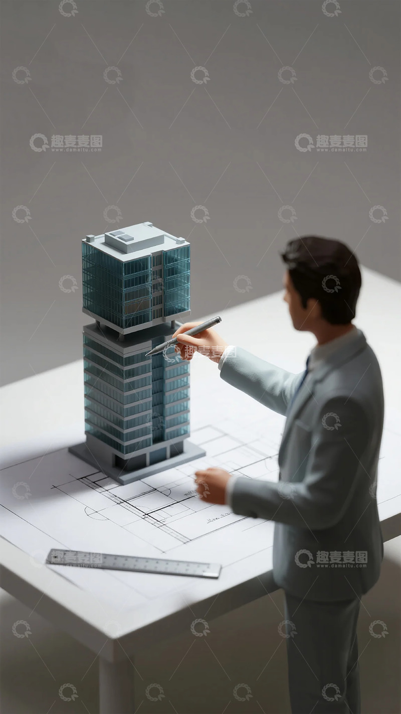 高清大图下载【趣麦麦图】建筑设计蓝图模型展示