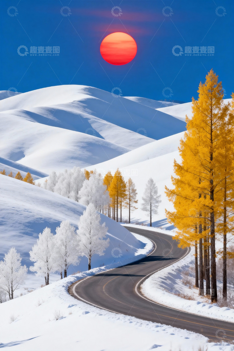 高清大图下载【趣麦麦图】一望无际的雪地3