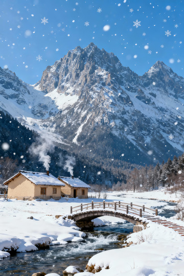 北国雪景高山小屋1