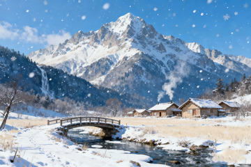 北国雪景高山小屋2