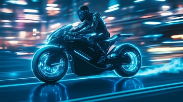 未来感摩托飞驰夜景