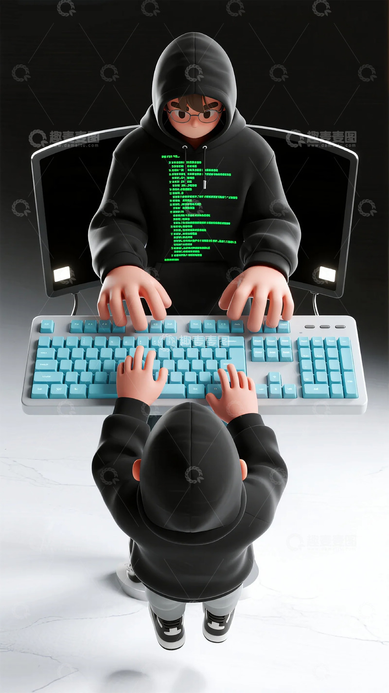 高清大图下载【趣麦麦图】黑客攻防图数字艺术插画