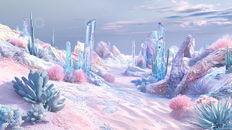 高清大图下载【趣麦麦图】梦幻水晶森林景观图