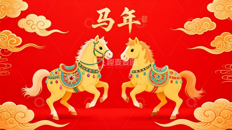 高清大图下载【趣麦麦图】2026马年吉祥