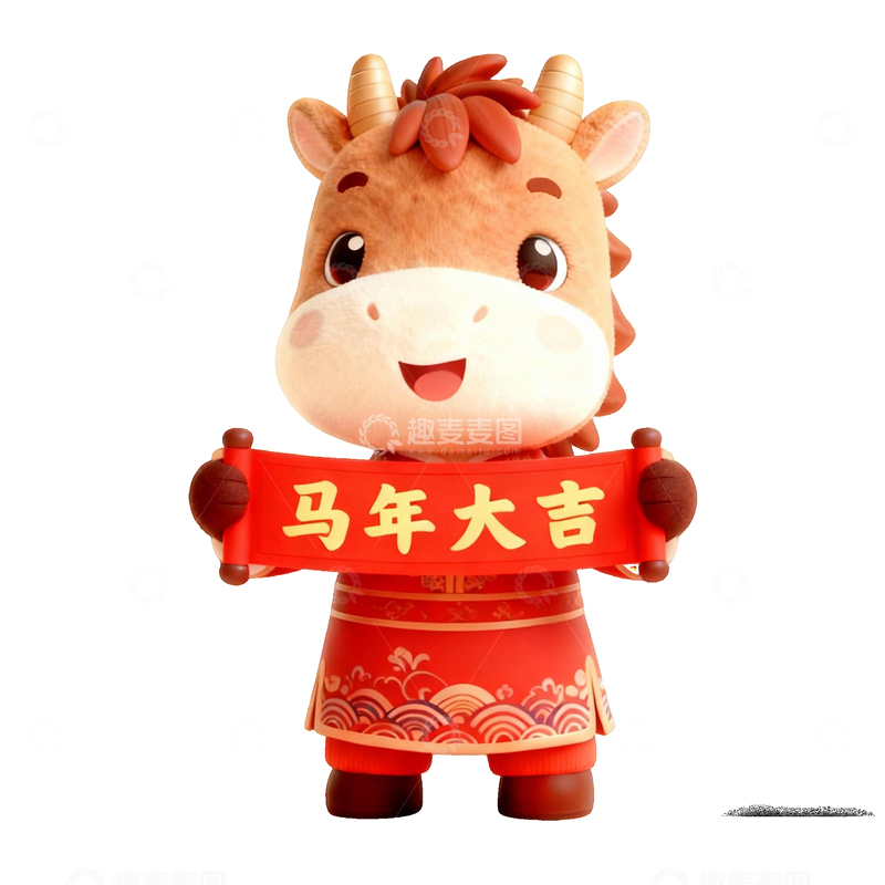 源文件下载【趣麦麦图】-卡通马年吉祥公仔