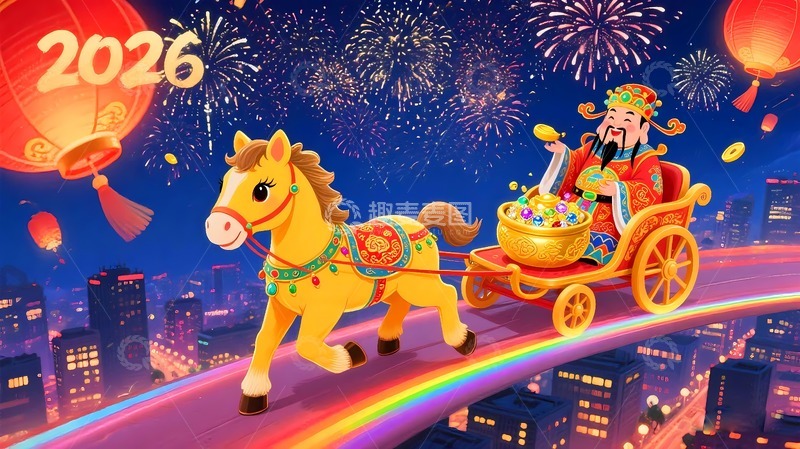 高清大图下载【趣麦麦图】2026年马年马上发财