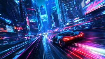 未来感高速跑车城市夜景