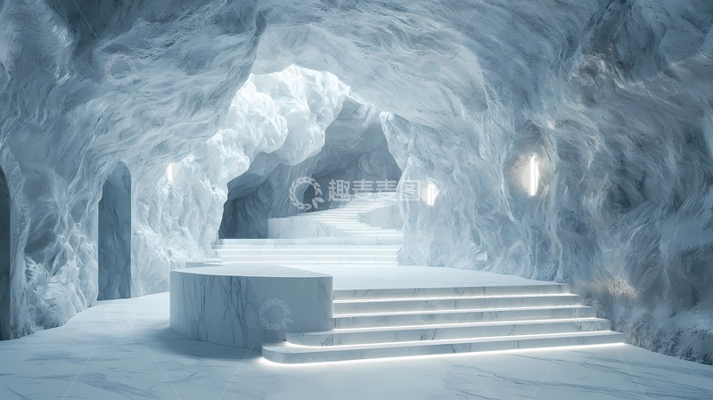 高清大图下载【趣麦麦图】冰雪洞穴舞台场景3D建模