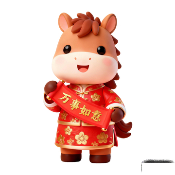 卡通马春节祝福摆件