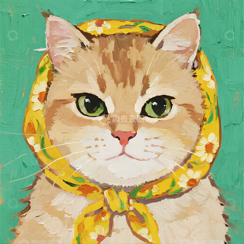 高清大图下载【趣麦麦图】欧美艺术猫咪油画3