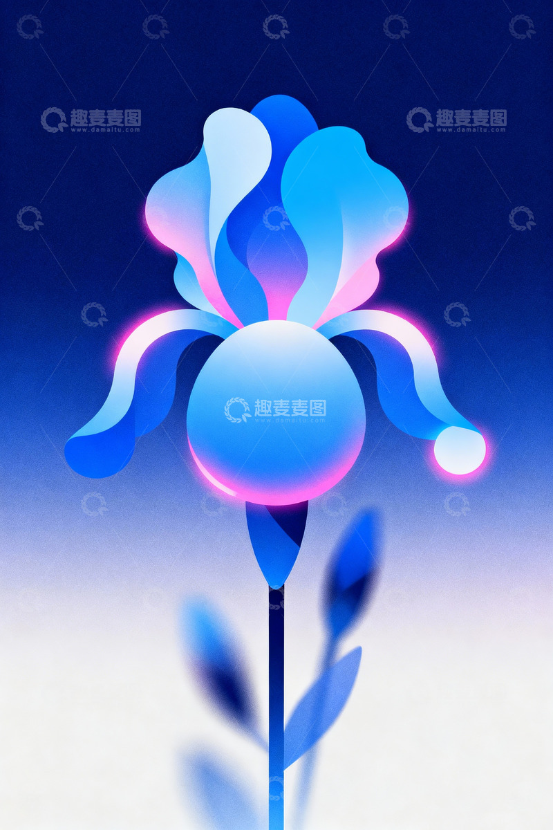 高清大图下载【趣麦麦图】赛博朋克花卉形态