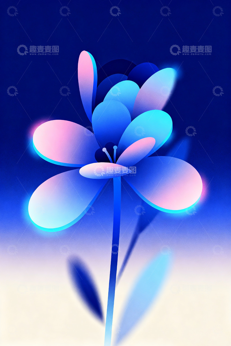 高清大图下载【趣麦麦图】赛博朋克花卉形态1