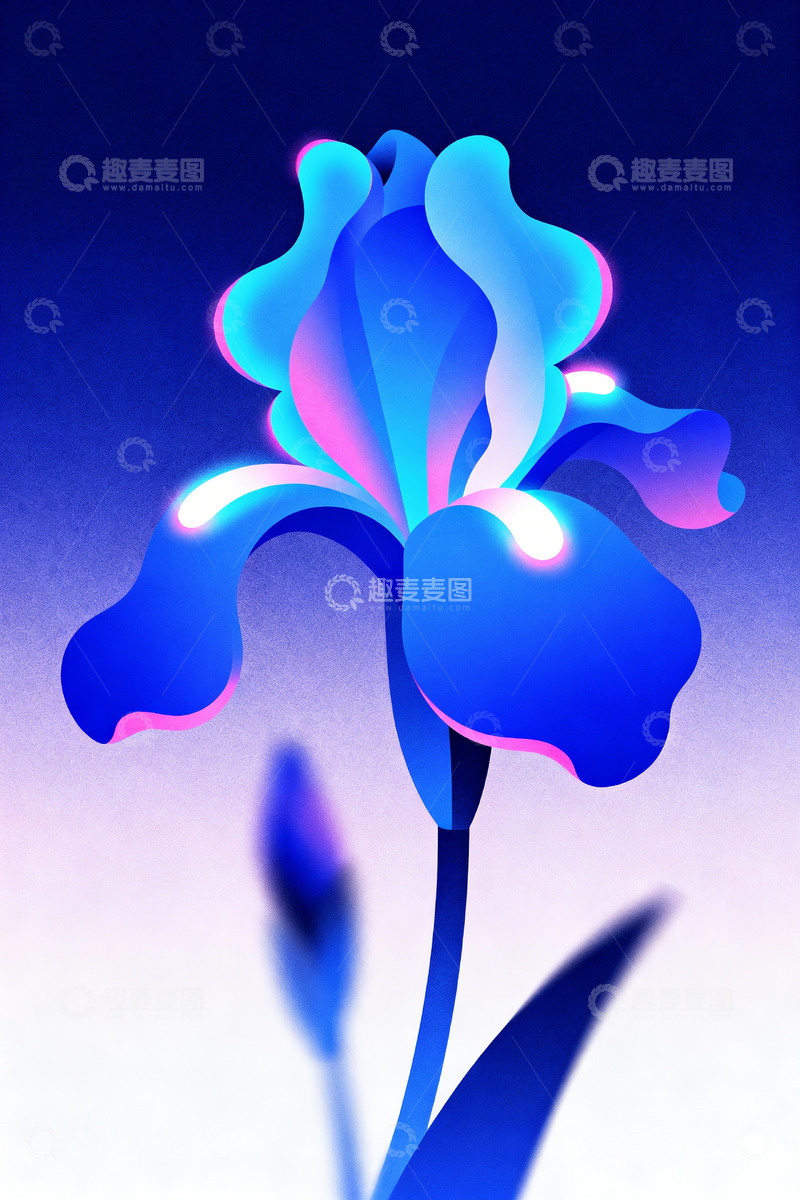 高清大图下载【趣麦麦图】赛博朋克花卉形态2