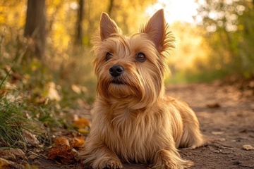 趴在树林里的一只小狗
