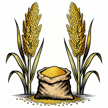 小米谷穗木刻版画3