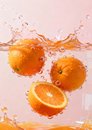 水中橙子浸泡摄影