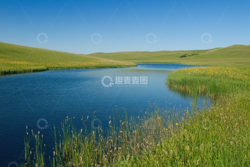 高清大图下载【趣麦麦图】湖泊草地自然风景
