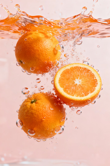 水中橙子浸泡摄影1