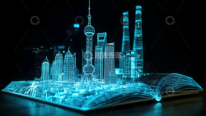 高清大图下载【趣麦麦图】科技城市光影效果合成图