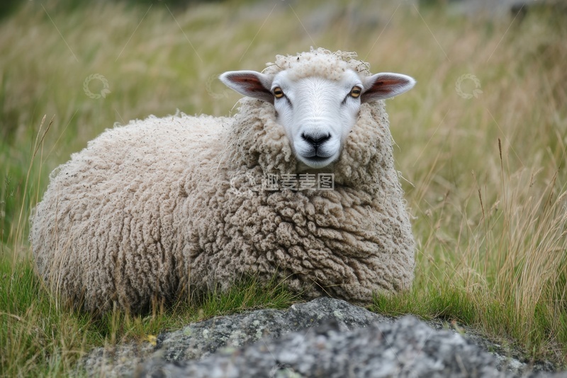 高清大图下载【趣麦麦图】草原上的一只羊羔