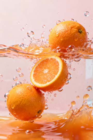水中橙子浸泡摄影2