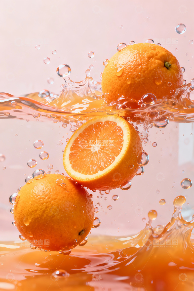 高清大图下载【趣麦麦图】水中橙子浸泡摄影2
