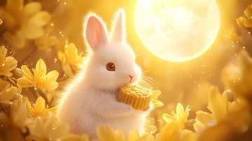 月夜桂花兔月饼插画