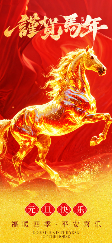 火马迎新春祝福海报设计素材