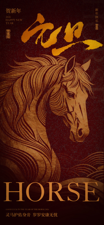 马年祝福艺术海报设计素材