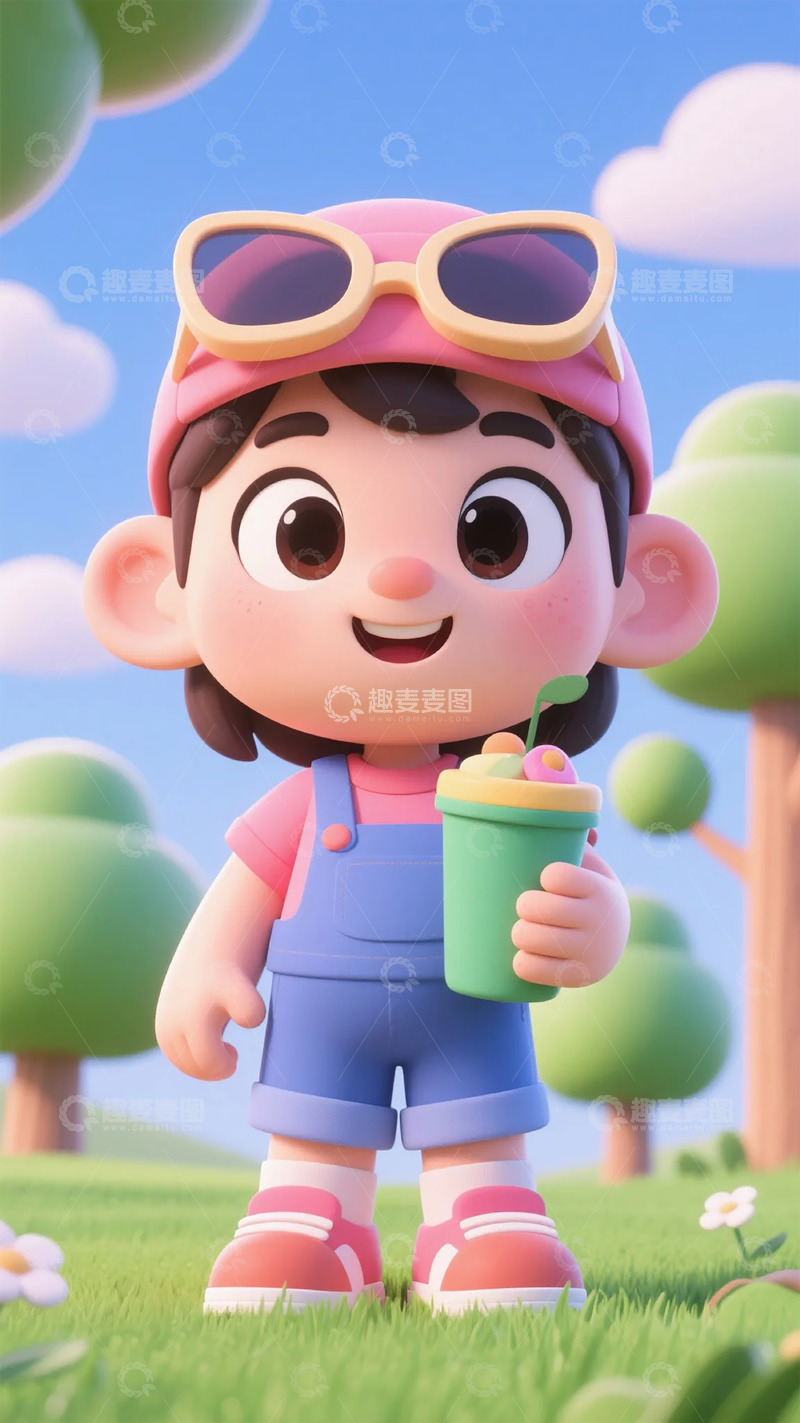 高清大图下载【趣麦麦图】-卡通夏日户外童趣插画