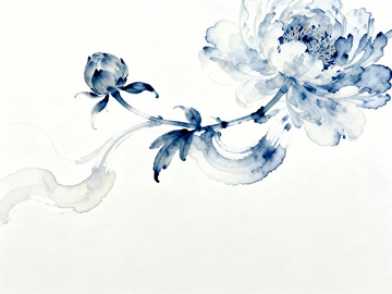 牡丹 东方美学 青花瓷水墨画3