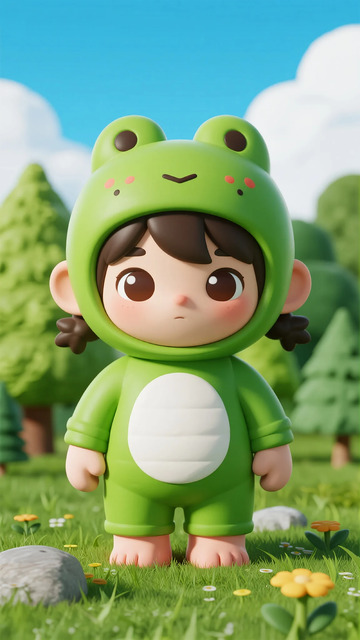 卡通青蛙装玩偶