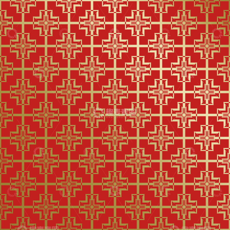 源文件下载【趣麦麦图】-红金中式喜庆花纹背景448