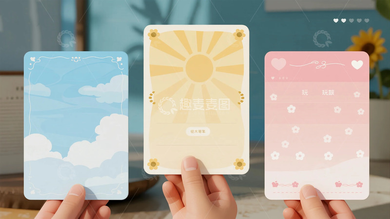 高清大图下载【趣麦麦图】清新卡通卡片设计模板