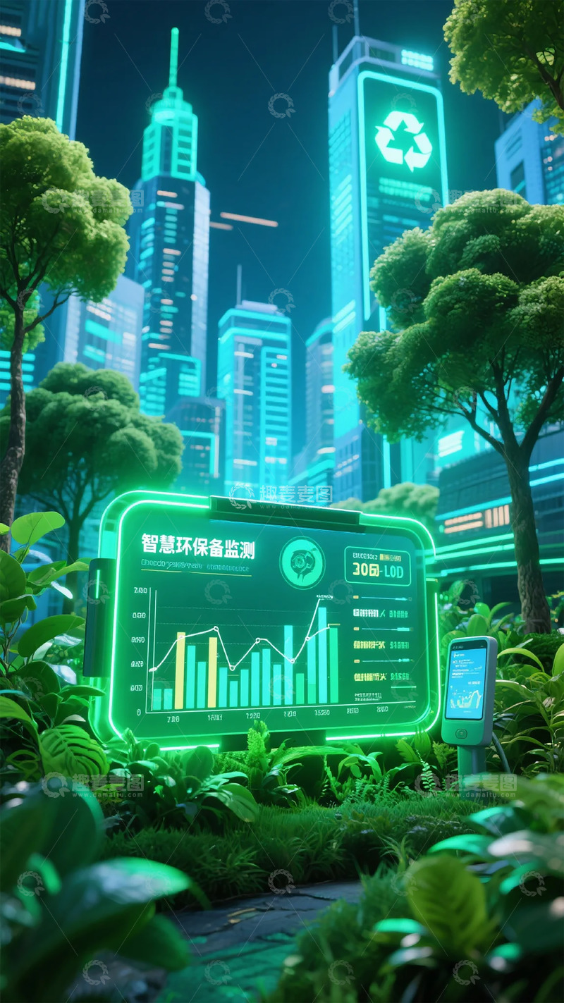 高清大图下载【趣麦麦图】未来城市智慧环保屏