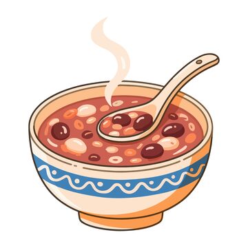 腊八粥卡通风格热粥插画设计素材