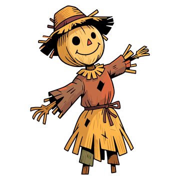 卡通稻草人插画设计素材