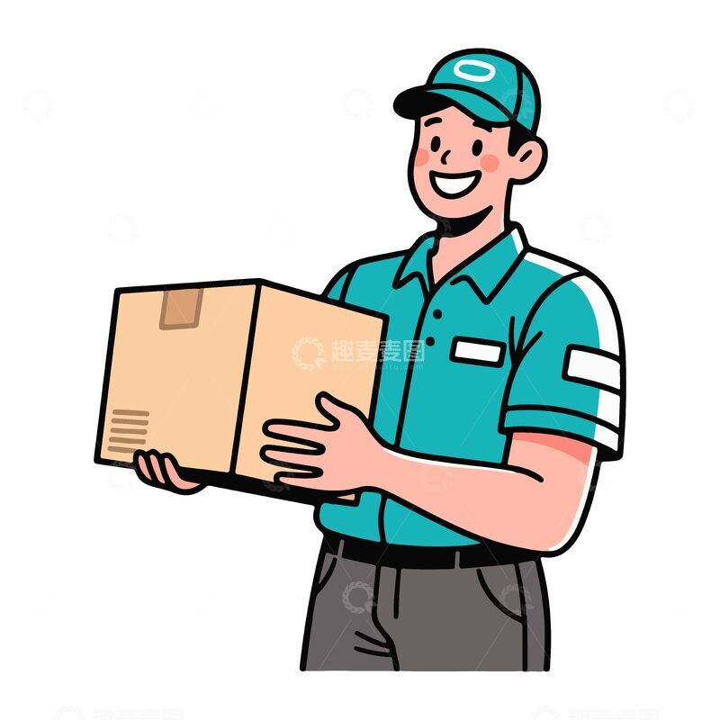 源文件下载【趣麦麦图】快递员送货服务卡通插画