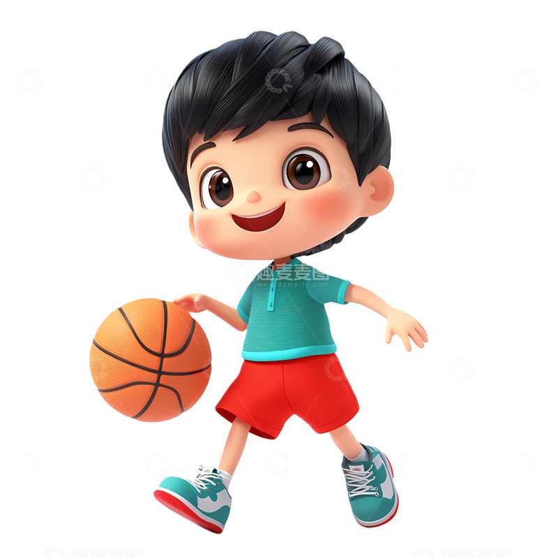 高清大图下载【趣麦麦图】卡通篮球少年运动形象