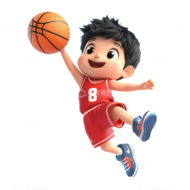 高清大图下载【趣麦麦图】卡通篮球少年运动插画场景