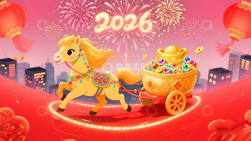 高清大图下载【趣麦麦图】2026年马年年画