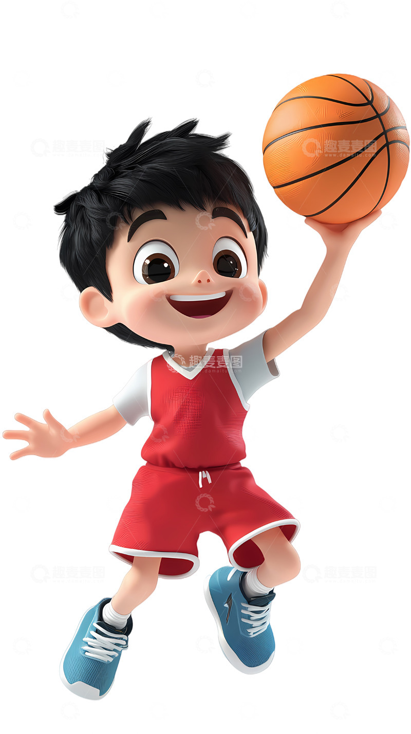 高清大图下载【趣麦麦图】卡通篮球少年运动形象设计素材