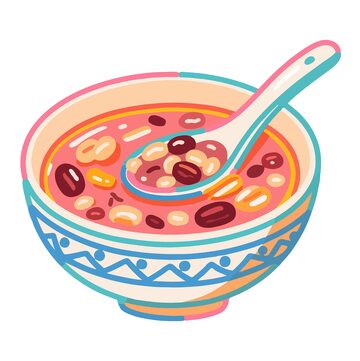 卡通风格腊八粥插画设计素材