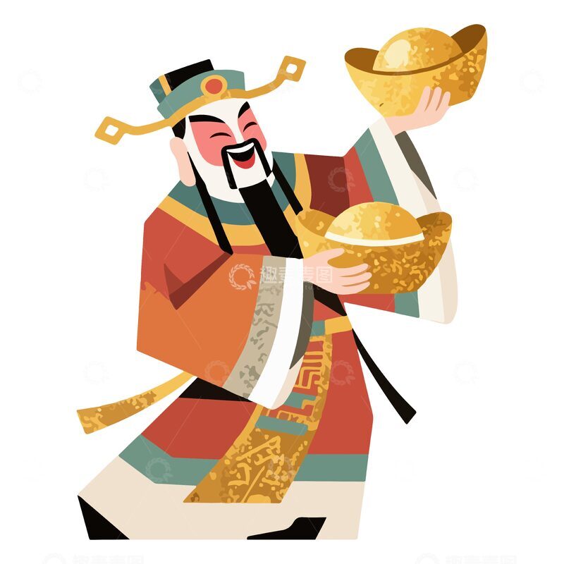 源文件下载【趣麦麦图】卡通风格财神爷形象设计素材