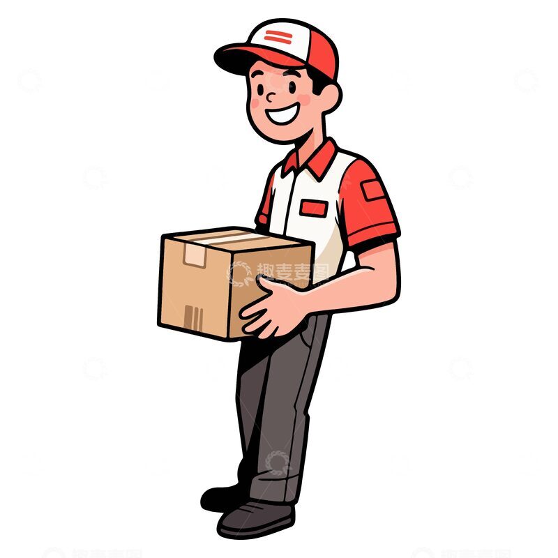 源文件下载【趣麦麦图】-快递员卡通形象配送服务矢量插画