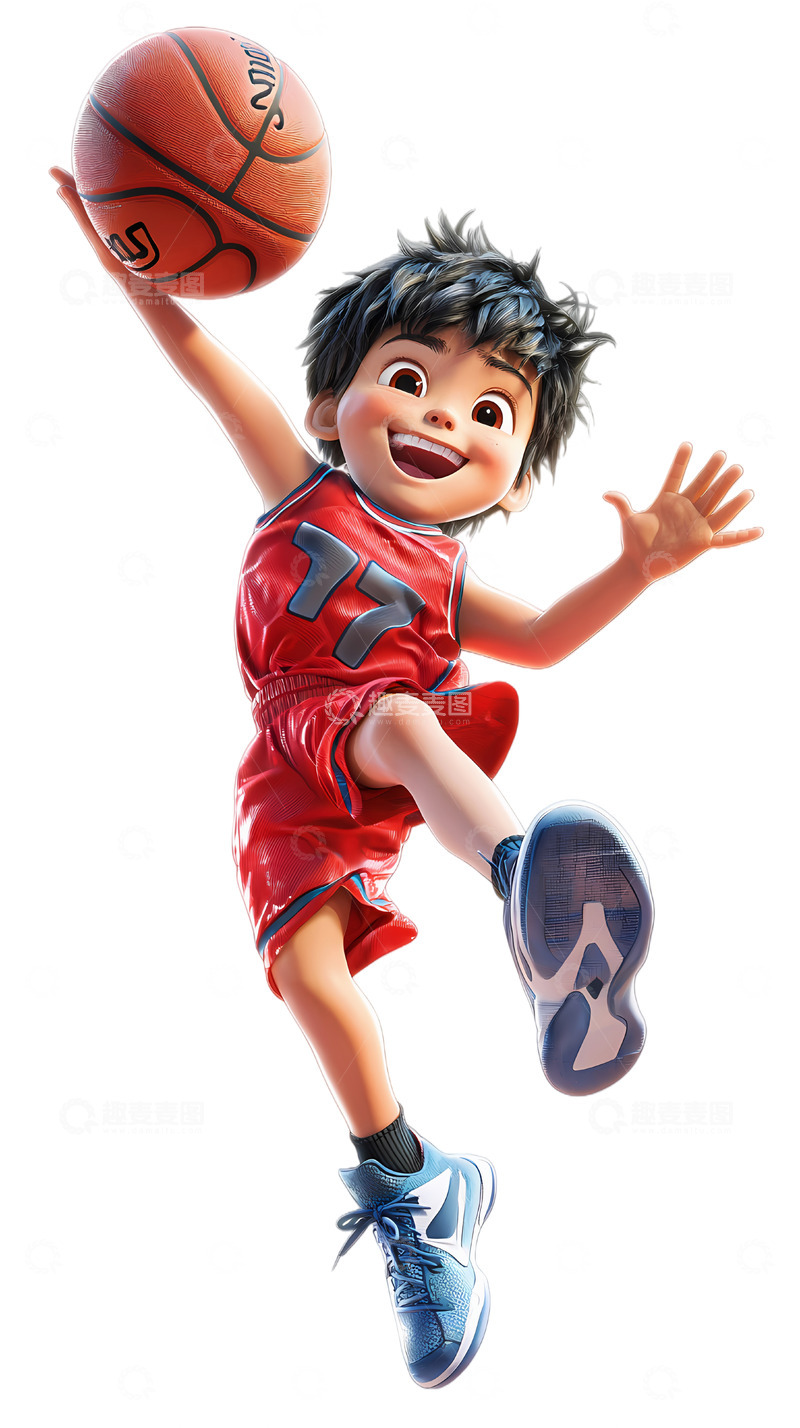 高清大图下载【趣麦麦图】动漫篮球少年跳跃插画