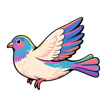 彩色飞翔小鸟卡通图案