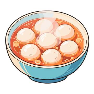 卡通汤圆美食插画设计元素